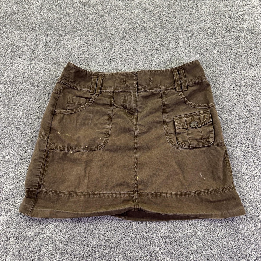 LOFT Skirt Womens 6 Brown Cargo Twill Mini Pockets Cotton Casual Summer